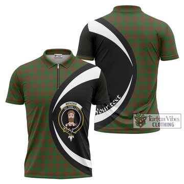 Menzies Tartan Zipper Polo Shirt with Family Crest Circle Style Unisex - Tartan Vibes Clothing