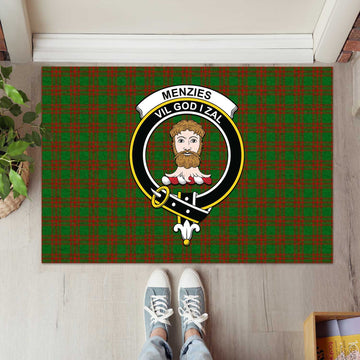 Menzies Tartan Rubber Doormat with Family Crest