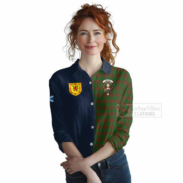 Tartan Vibes Clothing Menzies Tartan Women's Casual Shirt Alba with Scottish Lion Royal Arm Half Style