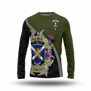 Menzies Tartan Family Crest Long Sleeve T-Shirt Lion Rampant Royal Thistle Shield Celtic Inspired Unisex - Tartan Vibes Clothing
