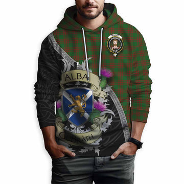 Menzies Tartan Family Crest Hoodie Lion Rampant Royal Thistle Shield Celtic Inspired Pullover Hoodie - Tartan Vibes Clothing
