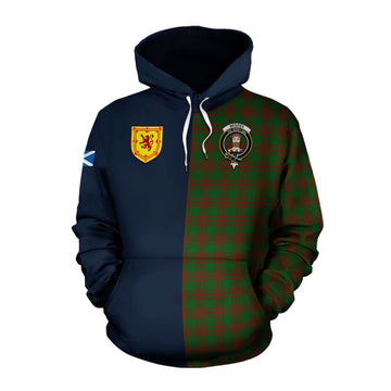 Menzies Tartan Cotton Hoodie Alba with Scottish Lion Royal Arm Half Style Pullover Hoodie XS - Tartan Vibes Clothing