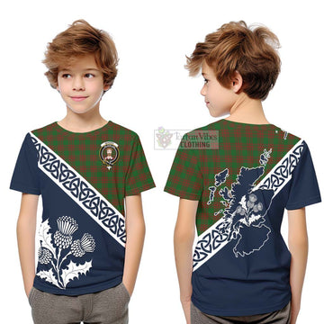 Menzies Tartan Kid T-Shirt Featuring Thistle and Scotland Map Youth XL Size14 - Tartan Vibes Clothing