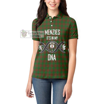 Menzies Tartan Women's Polo Shirt with Family Crest DNA In Me Style Women - Tartan Vibes Clothing