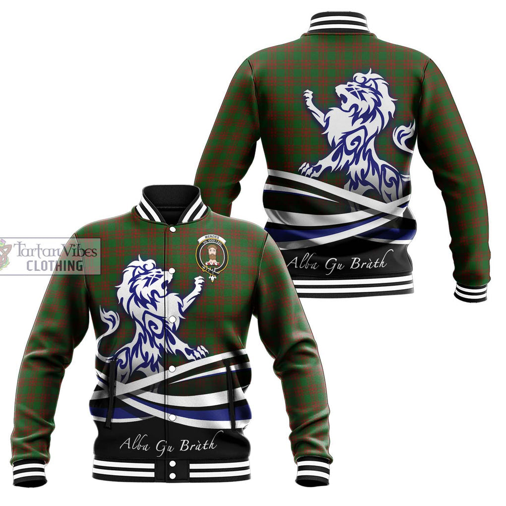Menzies Tartan Baseball Jacket with Alba Gu Brath Regal Lion Emblem Unisex - Tartan Vibes Clothing