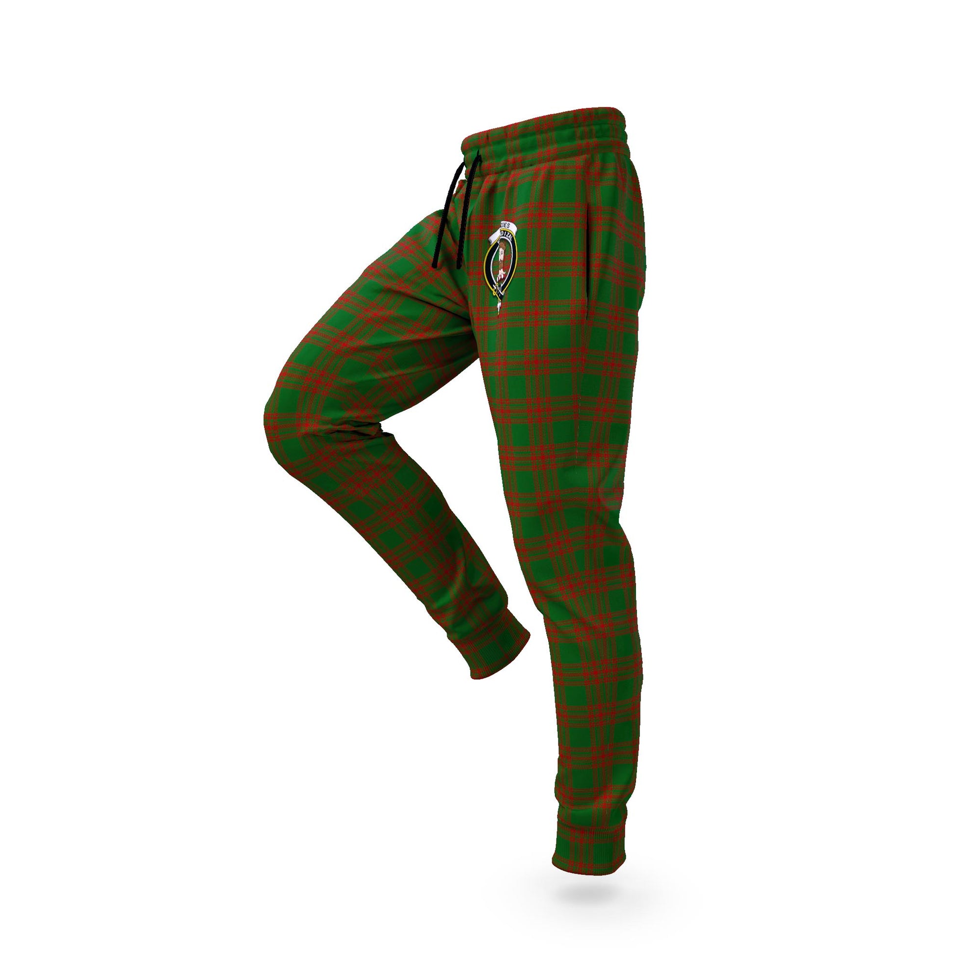 Menzies Tartan Joggers Pants with Family Crest S - Tartan Vibes Clothing