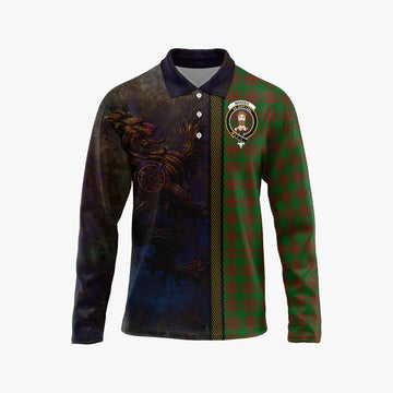 Menzies Tartan Family Crest Long Sleeve Polo Shirt Alba Gu Brath Be Brave Lion Ancient Style Unisex - Tartan Vibes Clothing