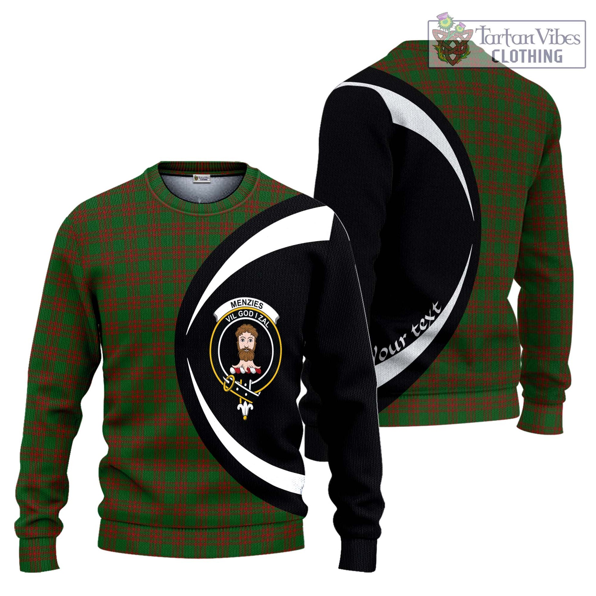 Menzies Tartan Ugly Sweater with Family Crest Circle Style Unisex - Tartan Vibes Clothing