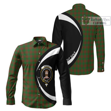 Menzies Tartan Long Sleeve Button Up with Family Crest Circle Style Men's Shirt S - Tartan Vibes Clothing
