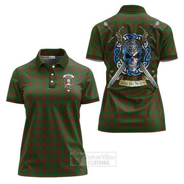 Menzies Tartan Women's Polo Shirt with Family Crest Celtic Skull Style Women - Tartan Vibes Clothing