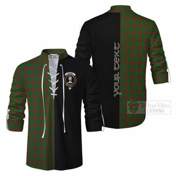 Menzies Tartan Ghillie Kilt Shirt with Family Crest and Half Of Me Style Men - Tartan Vibes Clothing