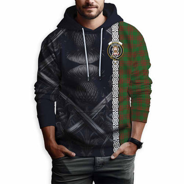 Menzies Tartan Hoodie with Family Crest Cross Sword Thistle Celtic Vibes Pullover Hoodie - Tartan Vibes Clothing