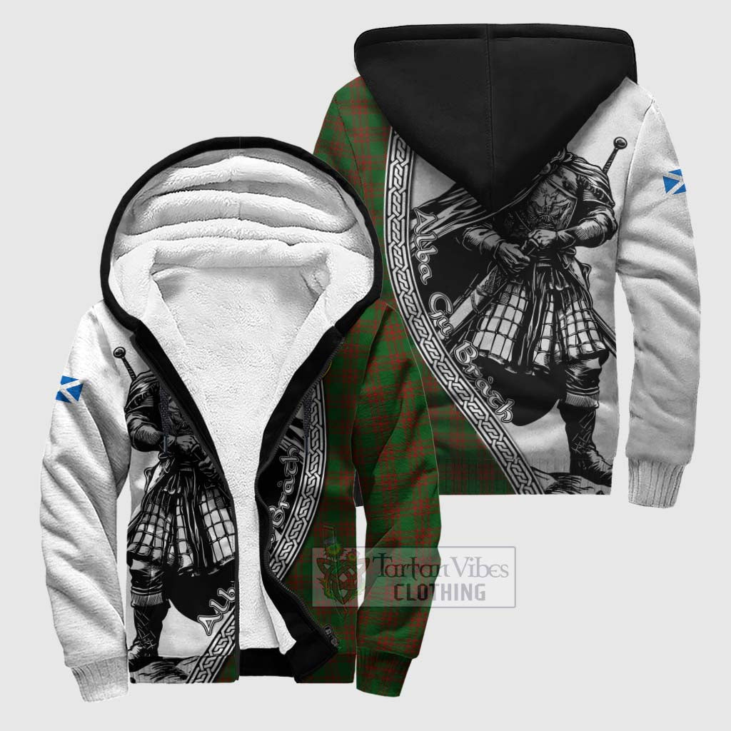 Menzies Tartan Clan Crest Sherpa Hoodie with Highlander Warrior Celtic Style Unisex S - Tartan Vibes Clothing