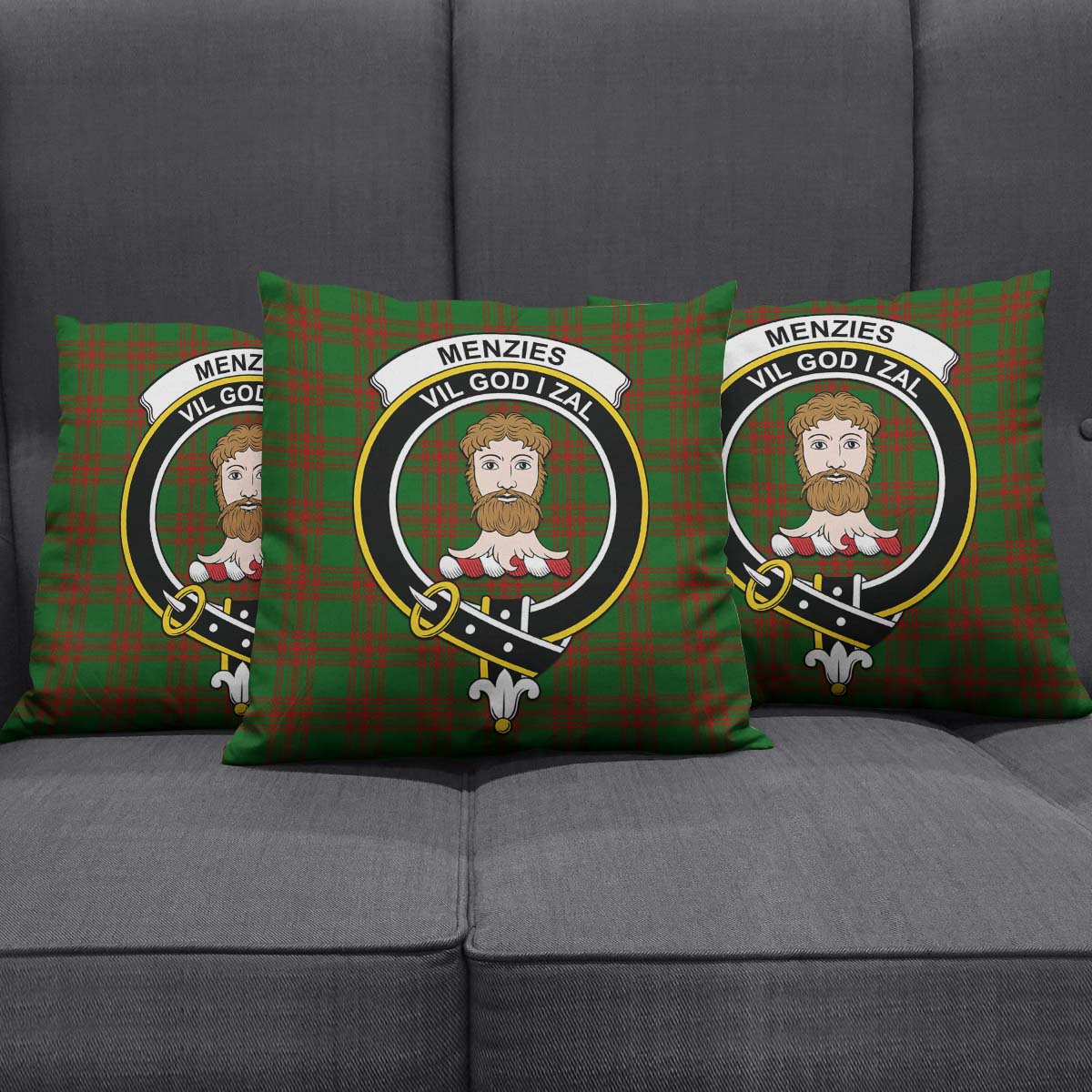 Menzies Tartan Pillow Cover with Family Crest Rectangle Pillow Cover 51*91cm - Tartan Vibes Clothing