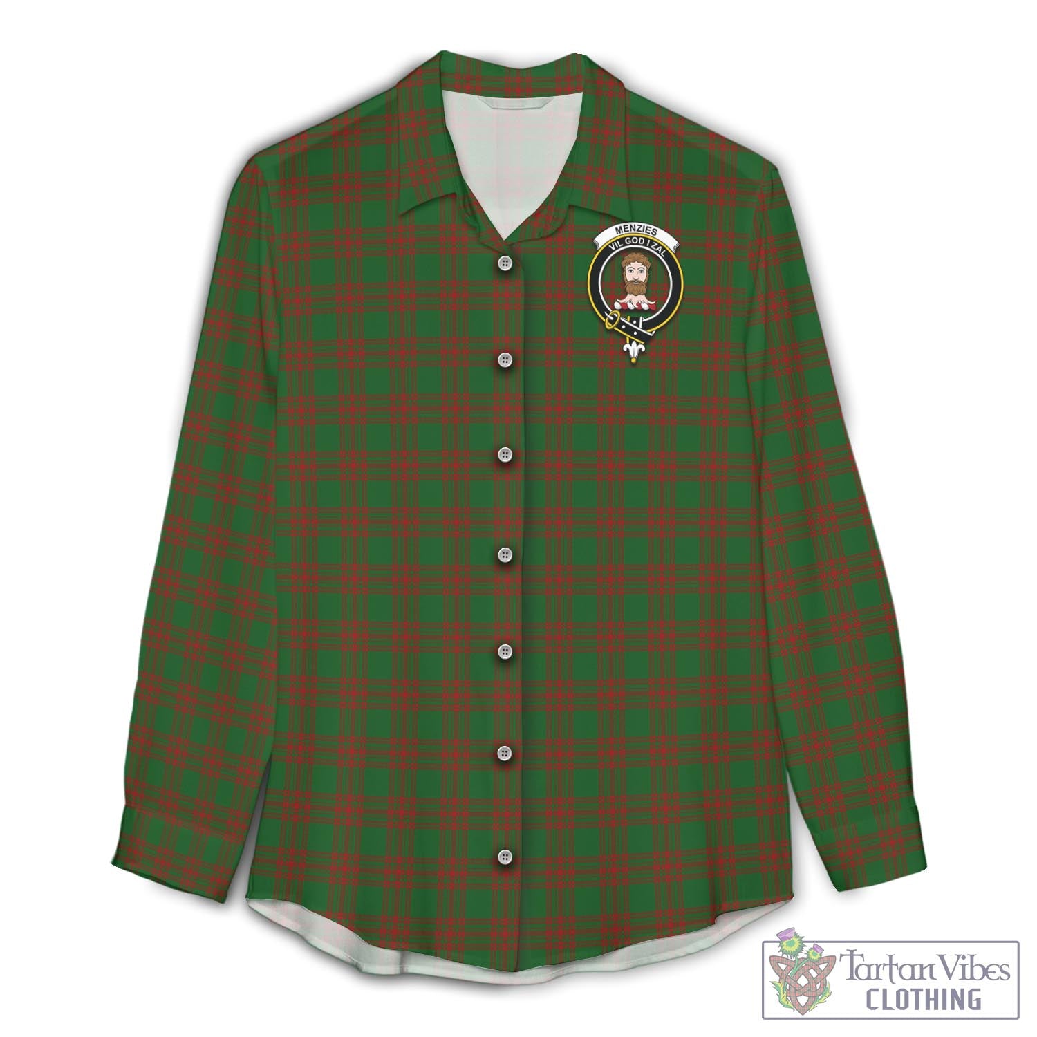 Menzies Tartan Women's Casual Shirt with Family Crest Female - Tartan Vibes Clothing