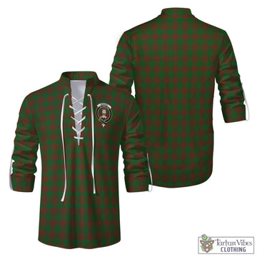 Menzies Tartan Men's Scottish Traditional Jacobite Ghillie Kilt Shirt with Family Crest