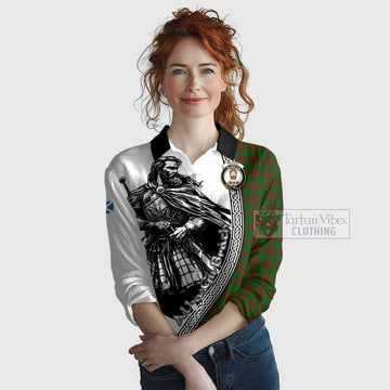 Tartan Vibes Clothing Menzies Tartan Clan Crest Women's Casual Shirt with Highlander Warrior Celtic Style