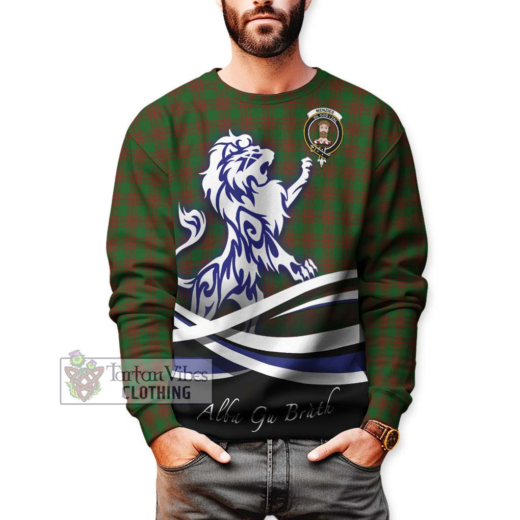 Menzies Tartan Sweatshirt with Alba Gu Brath Regal Lion Emblem Unisex - Tartan Vibes Clothing