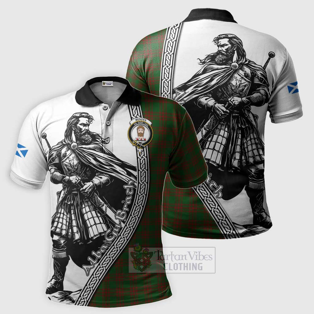 Menzies Tartan Clan Crest Polo Shirt with Highlander Warrior Celtic Style Kid - Tartan Vibes Clothing