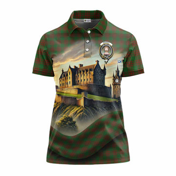 Menzies Tartan Family Crest Women's Polo Shirt with Scottish Ancient Castle Style Women - Tartan Vibes Clothing