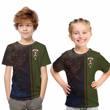 Menzies Tartan Family Crest Kid T-Shirt Alba Gu Brath Be Brave Lion Ancient Style