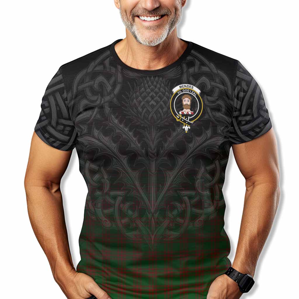 Menzies Tartan T-Shirt with Family Crest Celtic Thistle Vibes Kid's Shirt - Tartan Vibes Clothing
