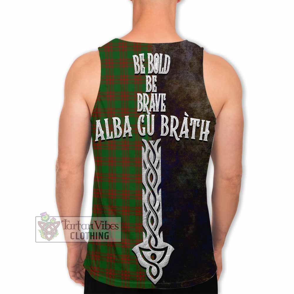 Tartan Vibes Clothing Menzies Tartan Family Crest Men's Tank Top Alba Gu Brath Be Brave Lion Ancient Style