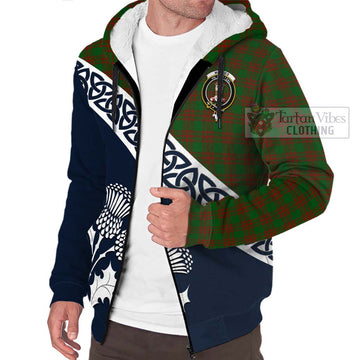Menzies Tartan Sherpa Hoodie Featuring Thistle and Scotland Map