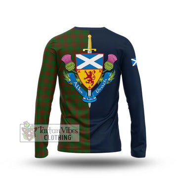 Menzies Tartan Long Sleeve T-Shirt Alba with Scottish Lion Royal Arm Half Style - Tartan Vibes Clothing