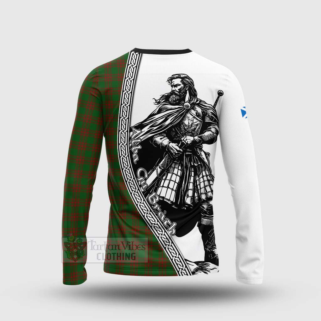 Menzies Tartan Clan Crest Long Sleeve T-Shirt with Highlander Warrior Celtic Style - Tartan Vibes Clothing