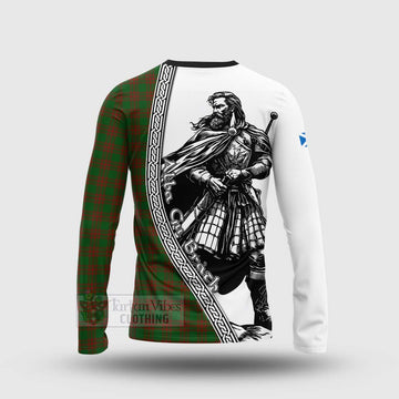 Menzies Tartan Clan Crest Long Sleeve T-Shirt with Highlander Warrior Celtic Style - Tartan Vibes Clothing