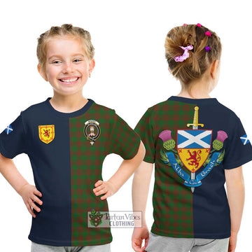 Menzies Tartan Kid T-Shirt Alba with Scottish Lion Royal Arm Half Style - Tartan Vibes Clothing