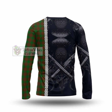 Menzies Tartan Long Sleeve T-Shirt with Family Crest Cross Sword Thistle Celtic Vibes - Tartan Vibes Clothing