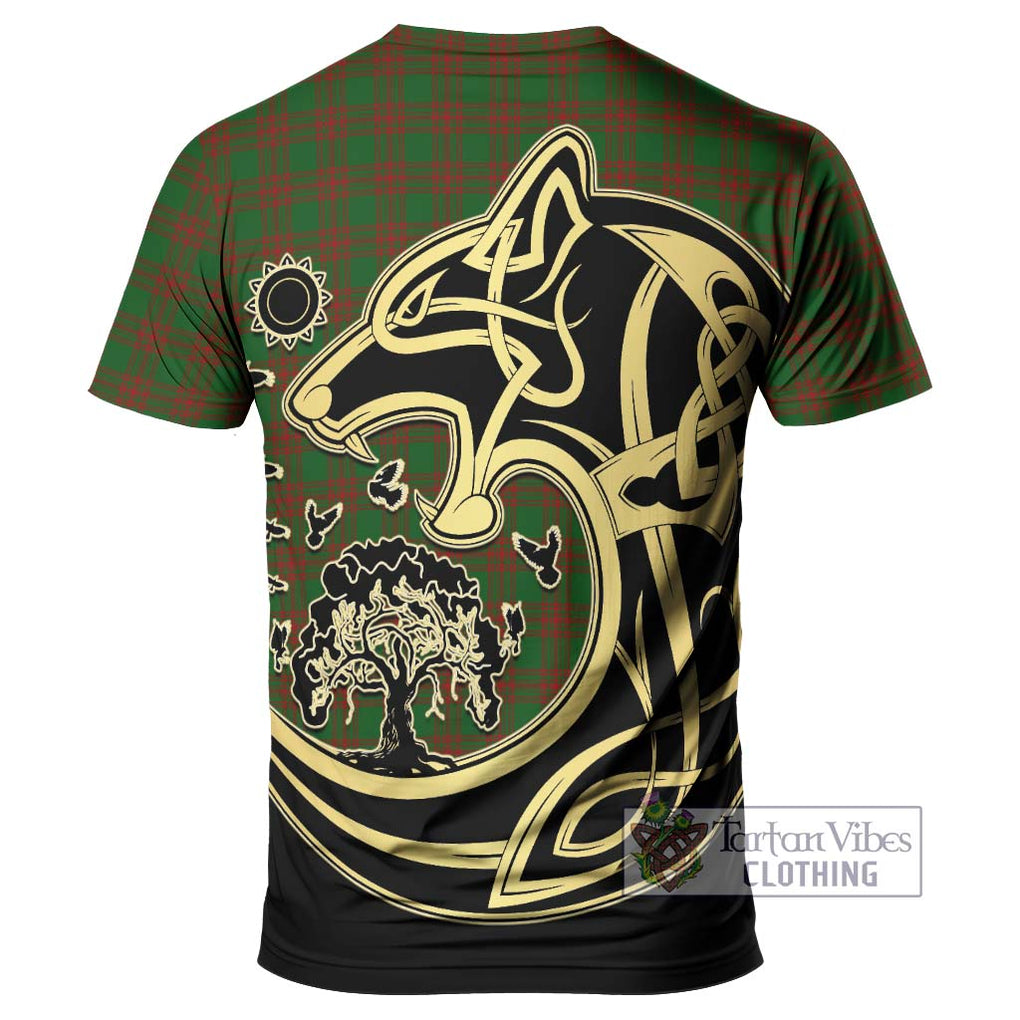 Menzies Tartan T-Shirt with Family Crest Celtic Wolf Style - Tartan Vibes Clothing