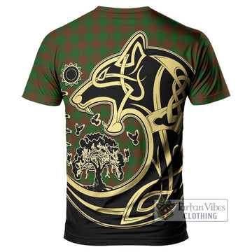 Menzies Tartan T-Shirt with Family Crest Celtic Wolf Style - Tartan Vibes Clothing