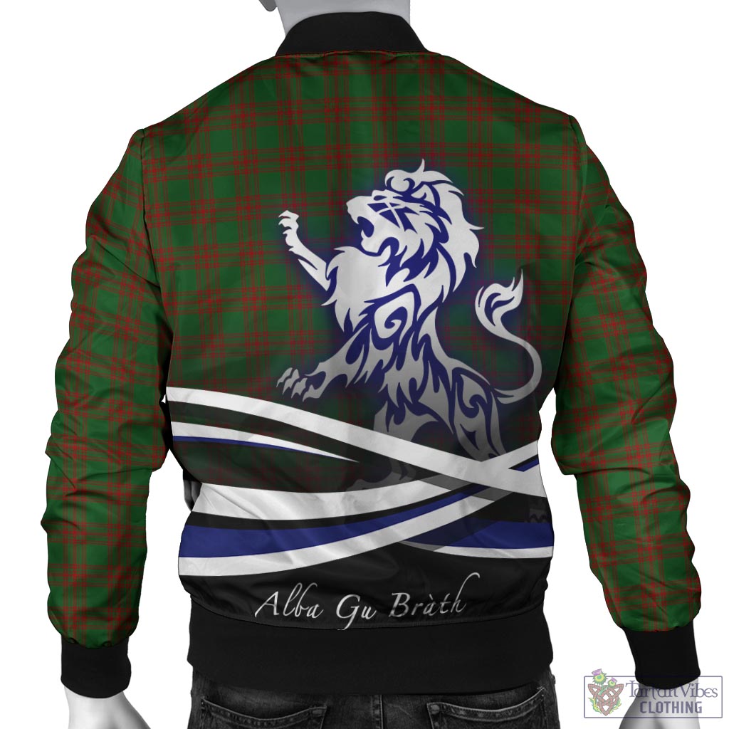 Tartan Vibes Clothing Menzies Tartan Bomber Jacket with Alba Gu Brath Regal Lion Emblem