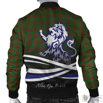 Tartan Vibes Clothing Menzies Tartan Bomber Jacket with Alba Gu Brath Regal Lion Emblem