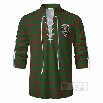 Menzies Tartan Ghillie Kilt Shirt with Family Crest DNA In Me Style - Tartan Vibes Clothing