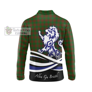 Menzies Tartan Long Sleeve Polo Shirt with Alba Gu Brath Regal Lion Emblem - Tartan Vibes Clothing