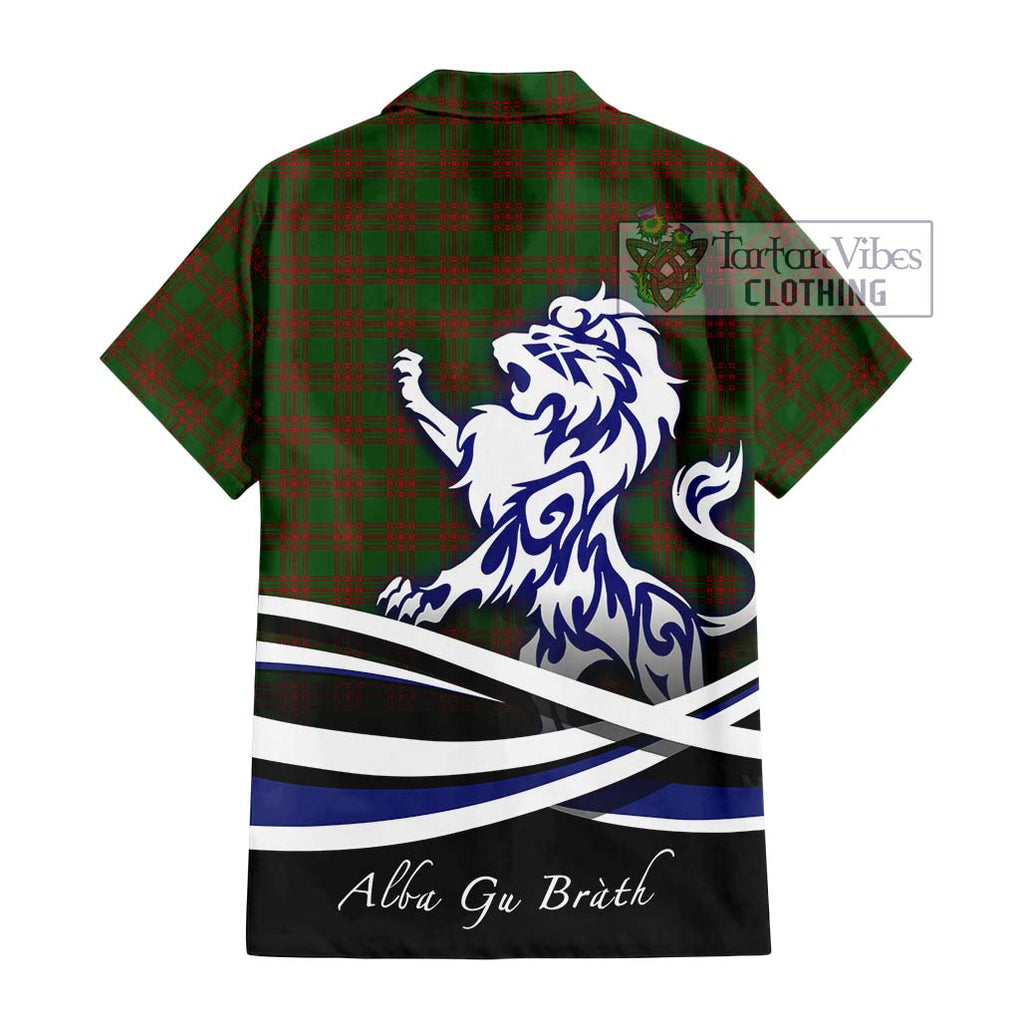 Menzies Tartan Hawaiian Shirt with Alba Gu Brath Regal Lion Emblem - Tartan Vibes Clothing