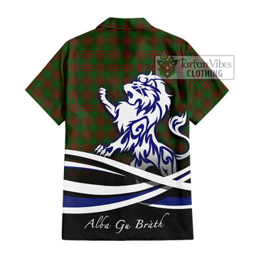 Menzies Tartan Hawaiian Shirt with Alba Gu Brath Regal Lion Emblem - Tartan Vibes Clothing