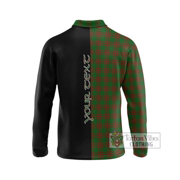 Menzies Tartan Long Sleeve Polo Shirt with Family Crest and Half Of Me Style - Tartan Vibes Clothing