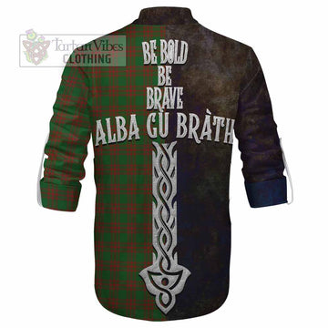 Menzies Tartan Family Crest Ghillie Kilt Shirt Alba Gu Brath Be Brave Lion Ancient Style - Tartan Vibes Clothing