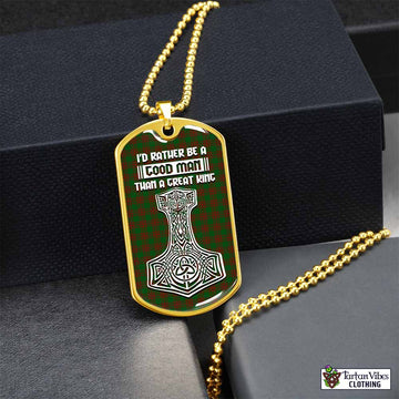 Tartan Vibes Clothing Menzies Tartan Dog Tag Necklace Viking Mjolnir Style
