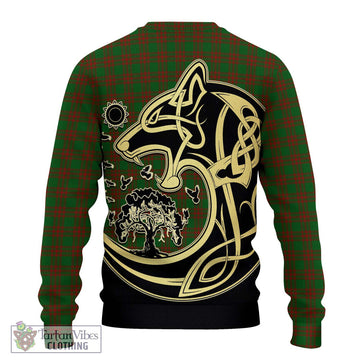 Menzies Tartan Ugly Sweater with Family Crest Celtic Wolf Style - Tartan Vibes Clothing