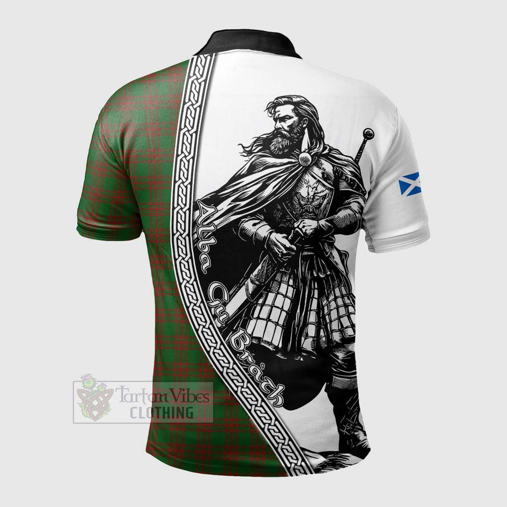 Menzies Tartan Clan Crest Polo Shirt with Highlander Warrior Celtic Style - Tartan Vibes Clothing