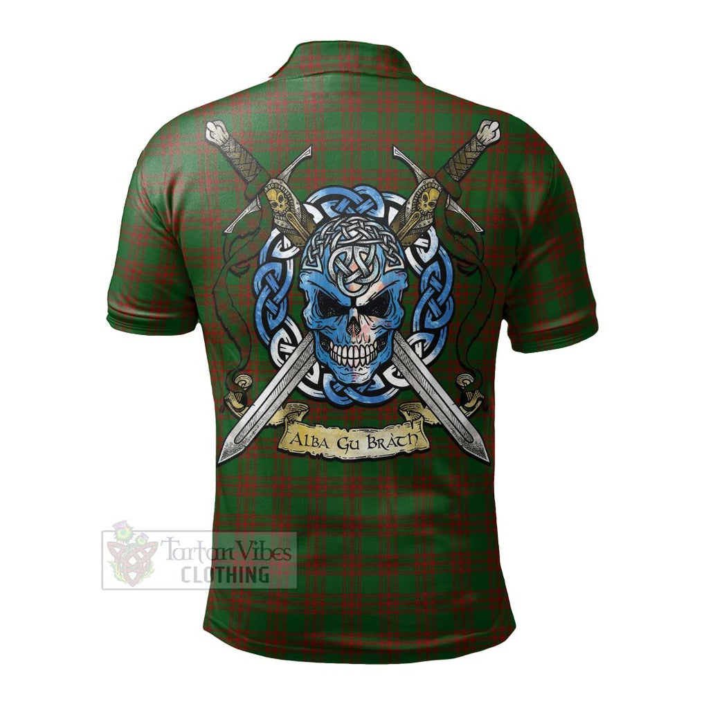 Menzies Tartan Polo Shirt with Family Crest Celtic Skull Style - Tartan Vibes Clothing