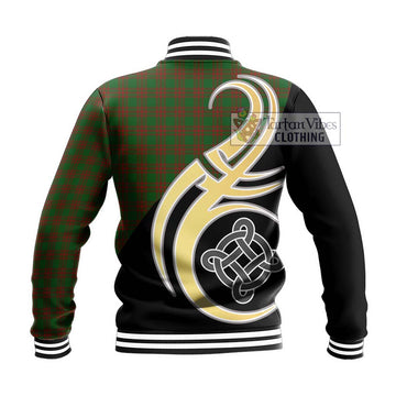 Menzies Tartan Baseball Jacket with Family Crest and Celtic Symbol Style - Tartan Vibes Clothing