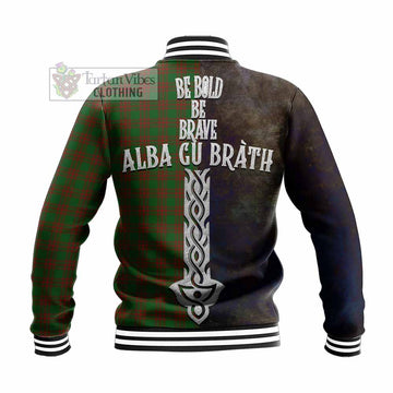 Tartan Vibes Clothing Menzies Tartan Family Crest Baseball Jacket Alba Gu Brath Be Brave Lion Ancient Style