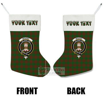 Menzies Tartan Family Crest Christmas Stocking with Personalized Text - Tartan Vibes Clothing